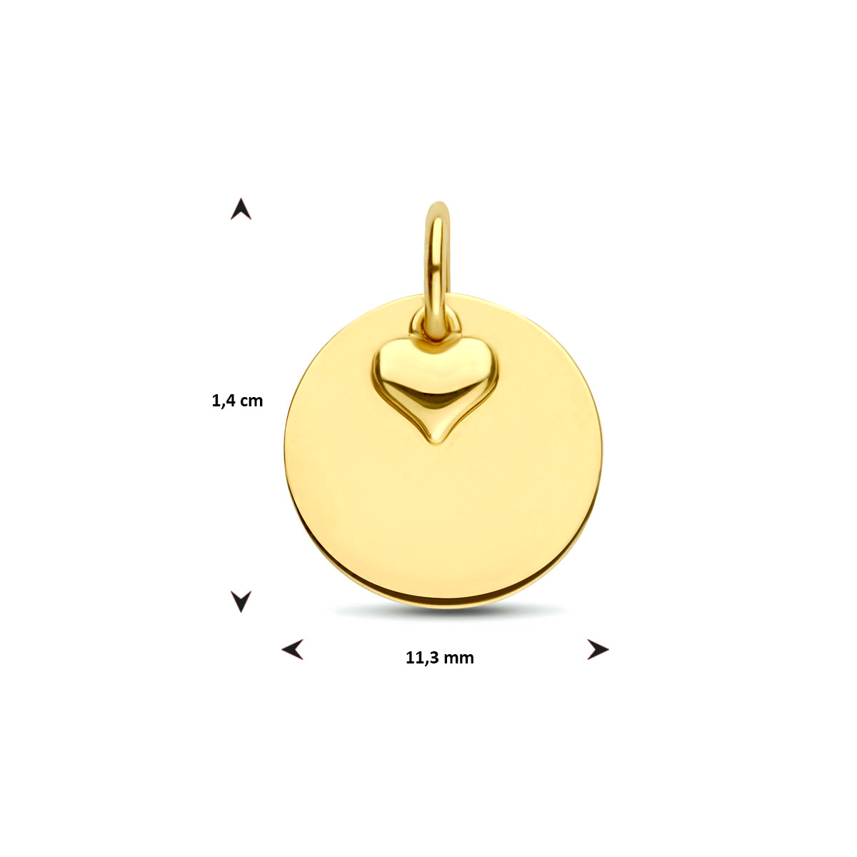 9 Karat Gravur-Anhänger Herz 14 mm 9K gelb