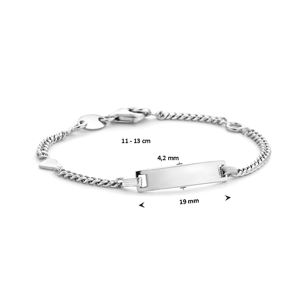 Gravurarmband Panzerkette 4 Seiten geschliffene Platte 4,2 mm Silber rhodiniert