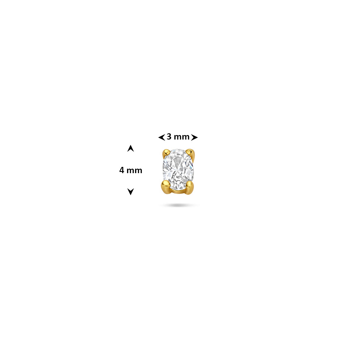 Flat Back Piercing oval Zirkonia 4 mm 1 Mikron silber vergoldet (gelb)