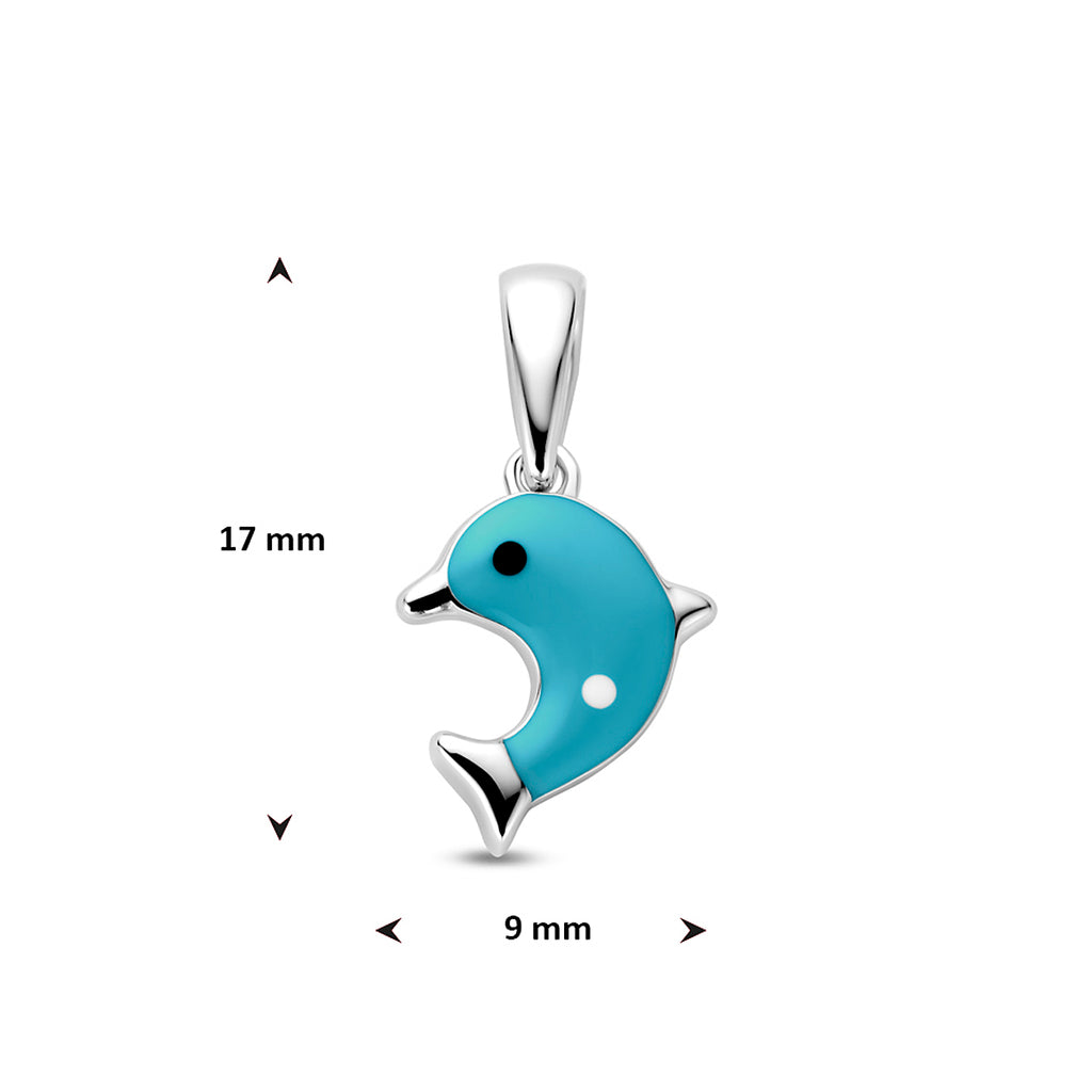 Anhänger Emaille Delphin blau 17 mm rhodiniertes Silber
