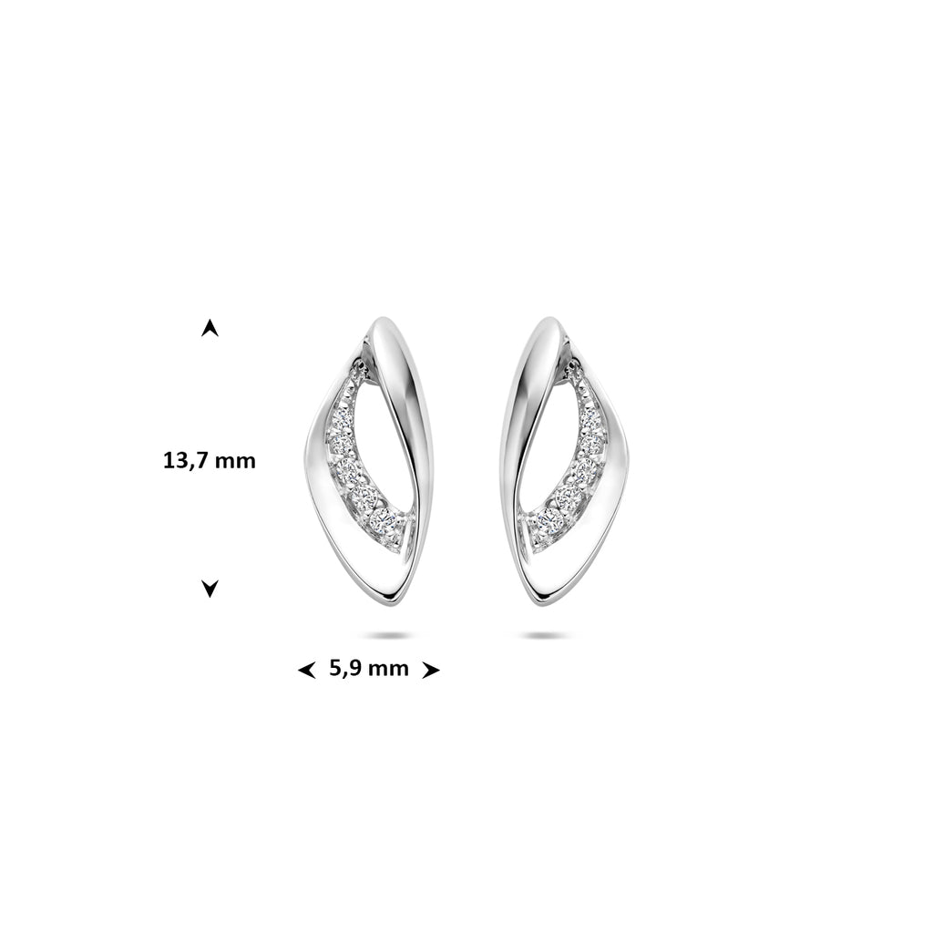 oorknoppen zirkonia 13,7 mm zilver gerhodineerd