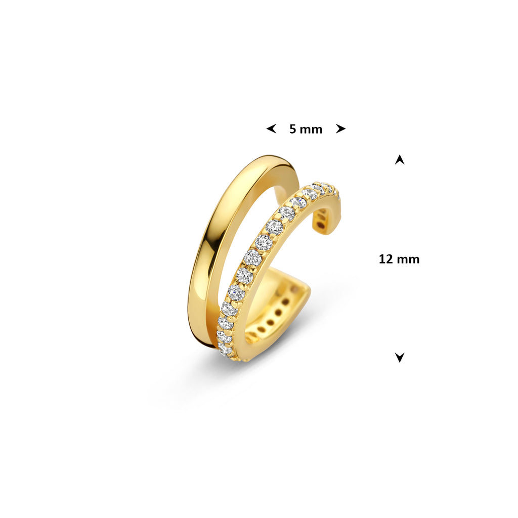 ear cuff zirkonia 12 mm 1 micron zilver verguld (geel)