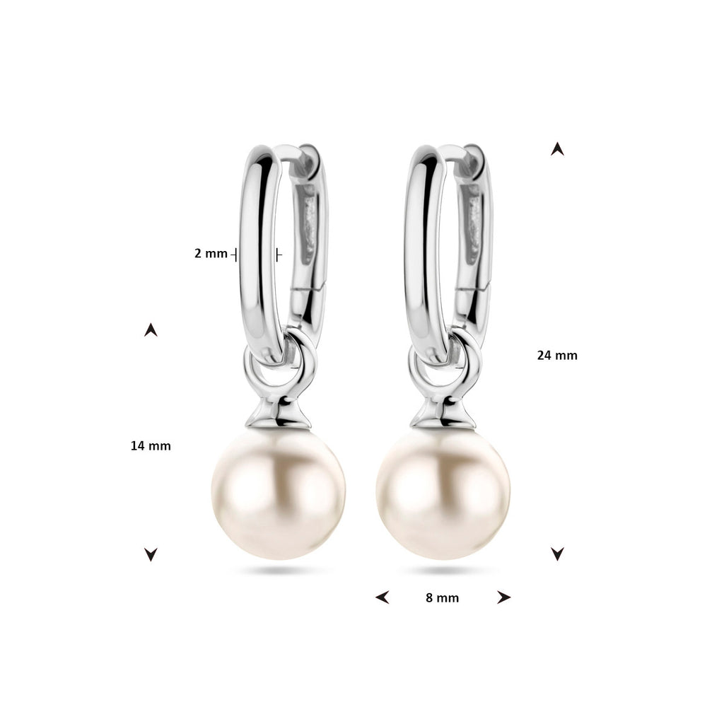 oorringen synth. parel 24 mm zilver gerhodineerd