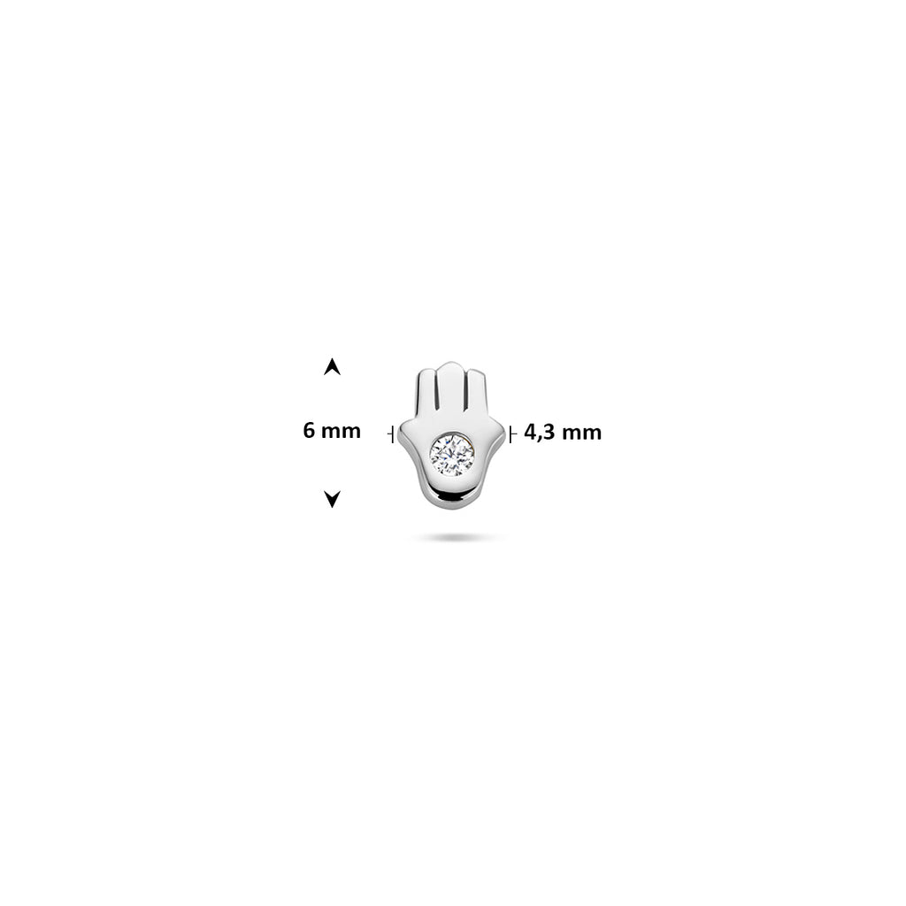 flat back piercing hand van fatima zirkonia 6 mm zilver gerhodineerd