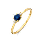 Ring Trilogie Saphir und Diamant 0,03 ct (2x 0,015 ct) h p1 14 K Gelbgold