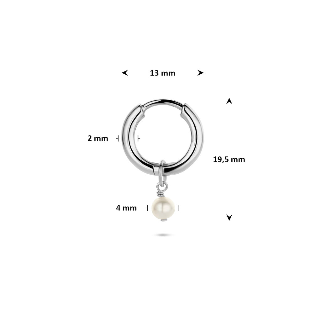 oorring parel per stuk 10 mm zilver gerhodineerd