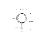oorring parel per stuk 10 mm zilver gerhodineerd