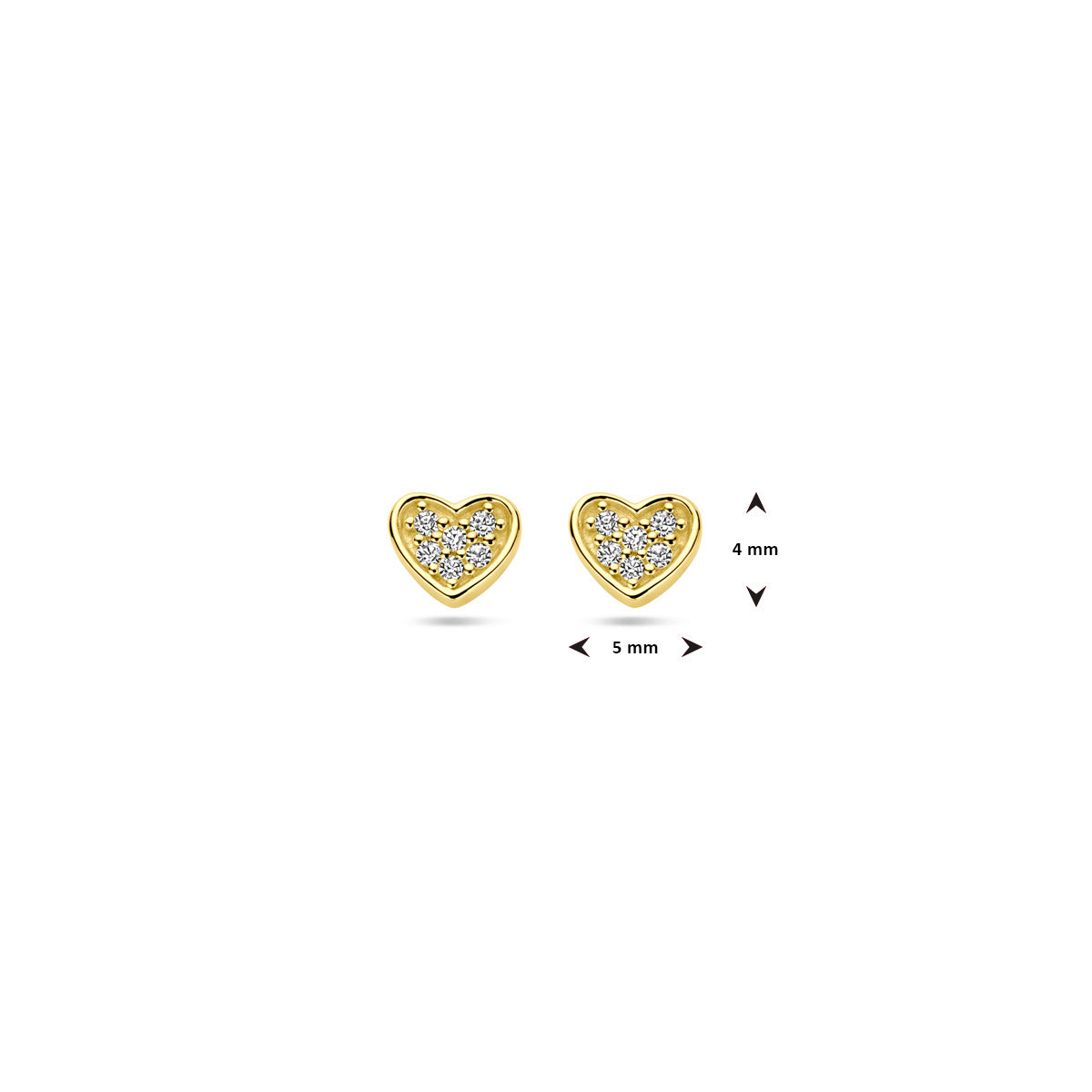 oorknoppen hart diamant h si 14K geelgoud