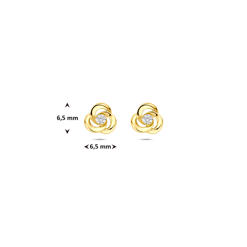 oorknoppen zirkonia 6,5 mm 14K geelgoud