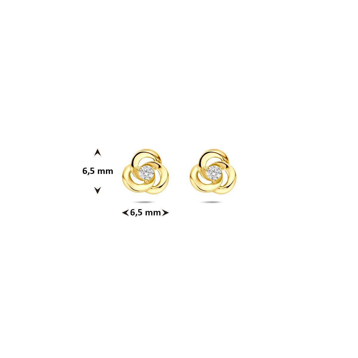 Ohrstecker Zirkonia 6,5 mm 14K Gelbgold