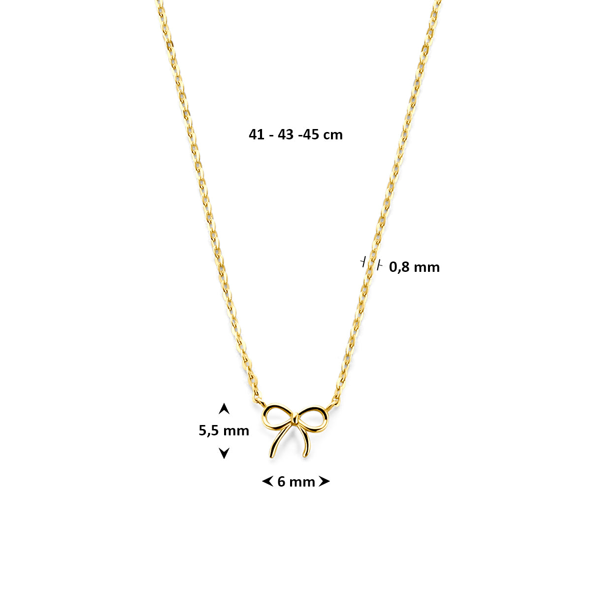9 Karat Halskette Schleife 41 - 43 - 45 cm 9K gelb