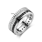 Ring aus schwarzem und weißem Zirkonia, Silber rhodiniert
