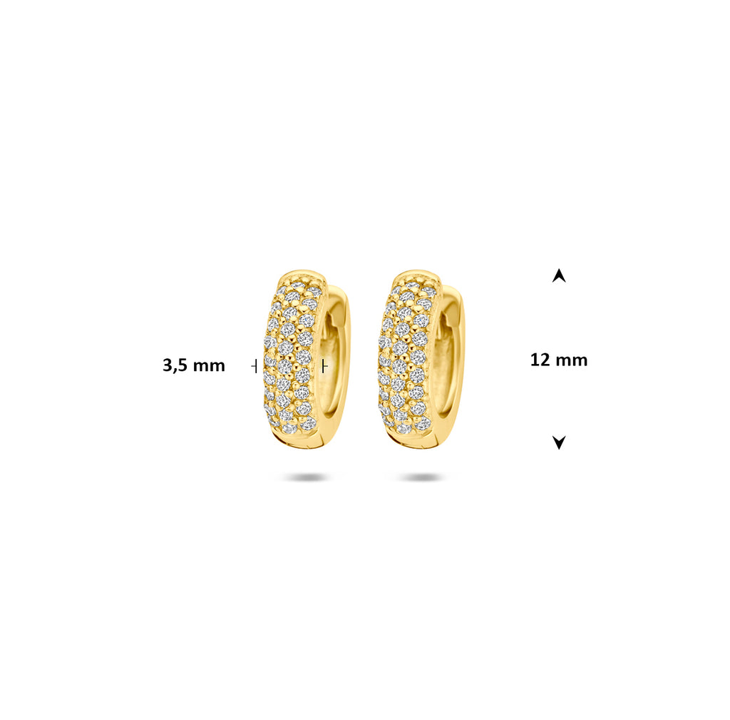 klapoorringen zirkonia 12 mm 1 micron zilver verguld (geel)