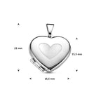 medaillon hart poli/mat 15,5 mm zilver gerhodineerd