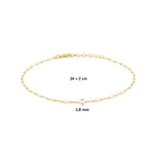 Fußkettchen, diamantiert, 1,8 mm, 24 + 2 cm, 14K Gelbgold