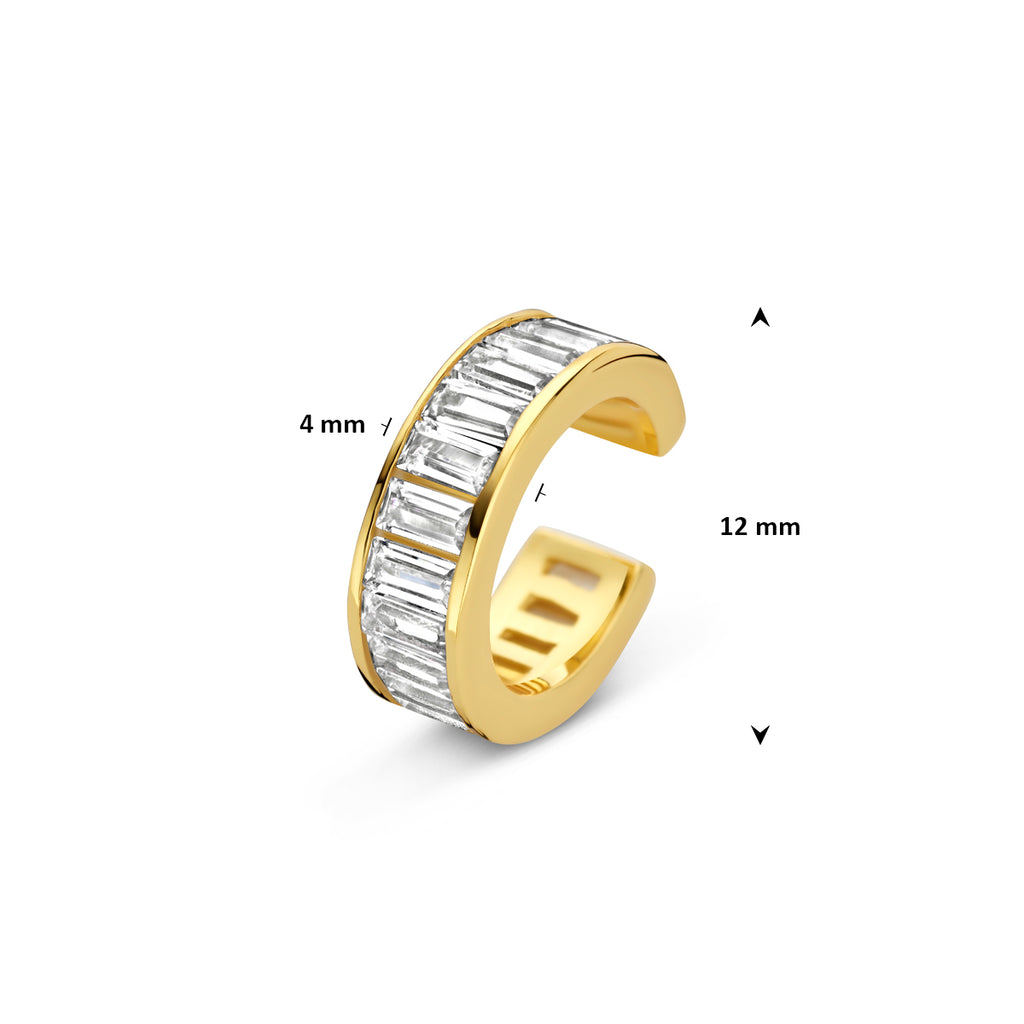 ear cuff zirkonia 12 mm 1 micron zilver verguld (geel)