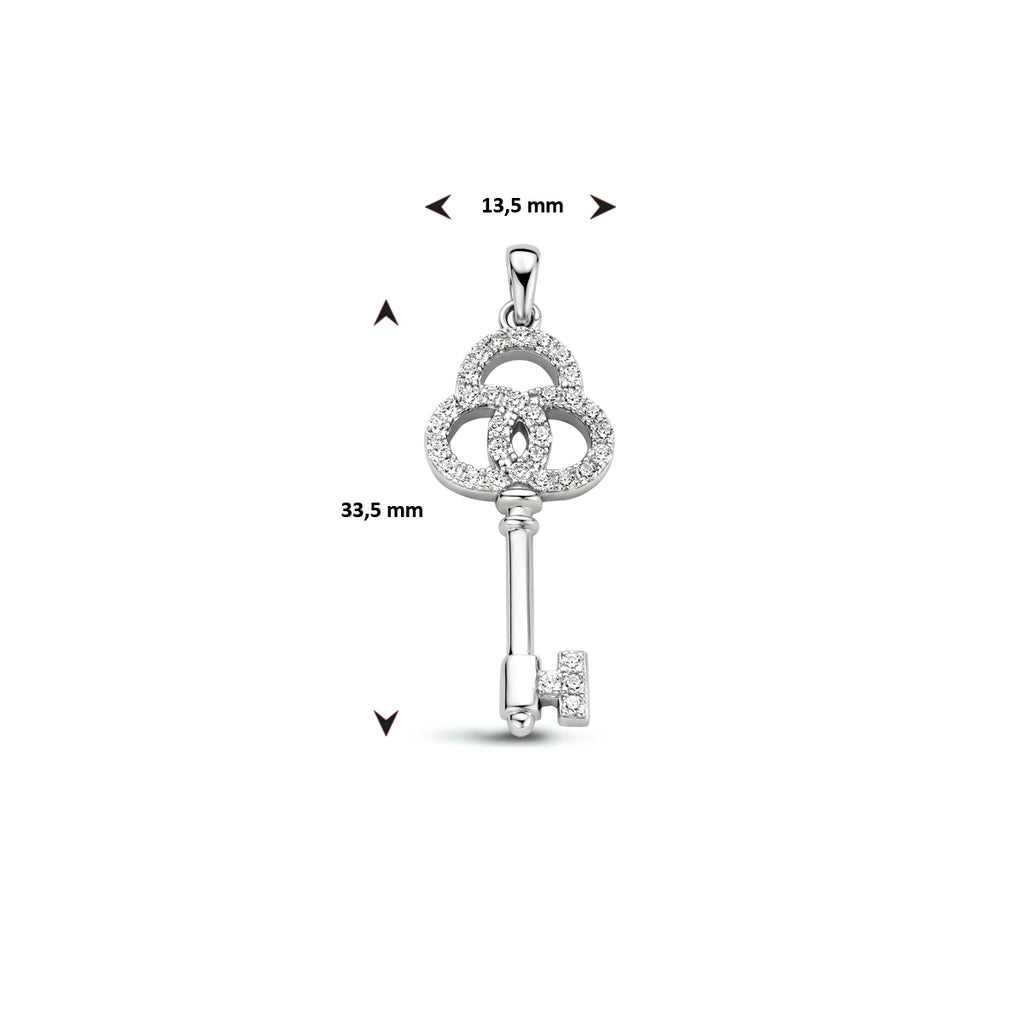 hanger sleutel zirkonia zilver gerhodineerd
