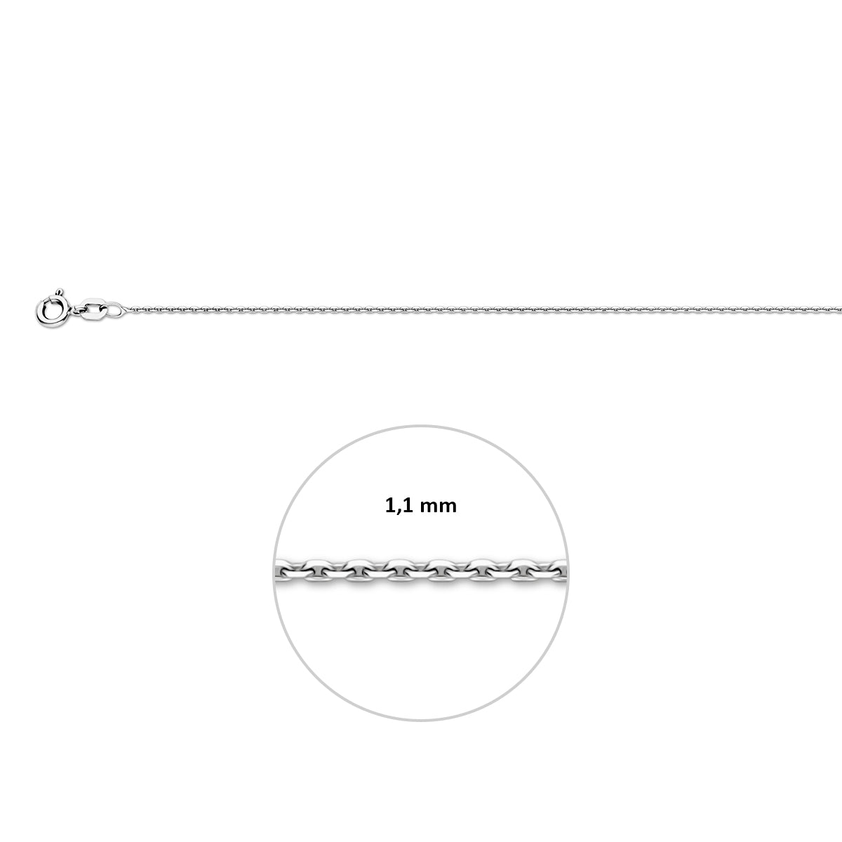 Ankerkette diamantgeschliffen 1,1 mm Silber rhodiniert