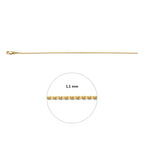 Ankerkette diamantgeschliffen 1,1 mm 3 Mikron vergoldet (gelb)