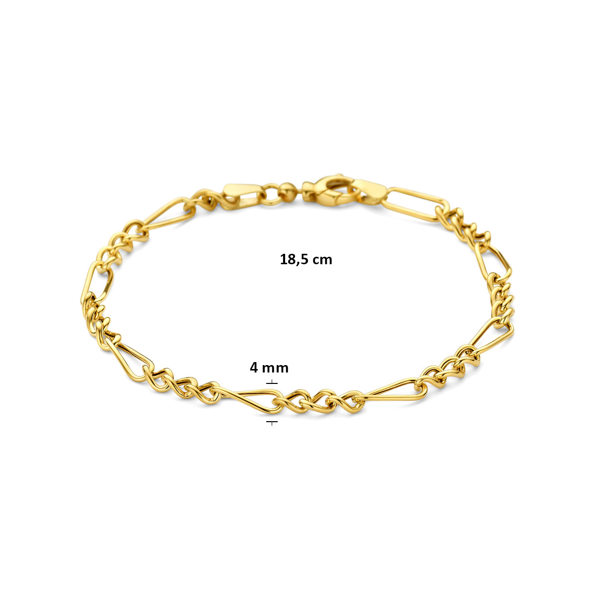 9K Armband 4 mm 18,5 cm 9K Gelb