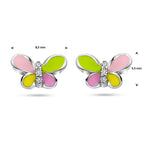 Ohrstecker Schmetterling Zirkonia Emaille Silber rhodiniert