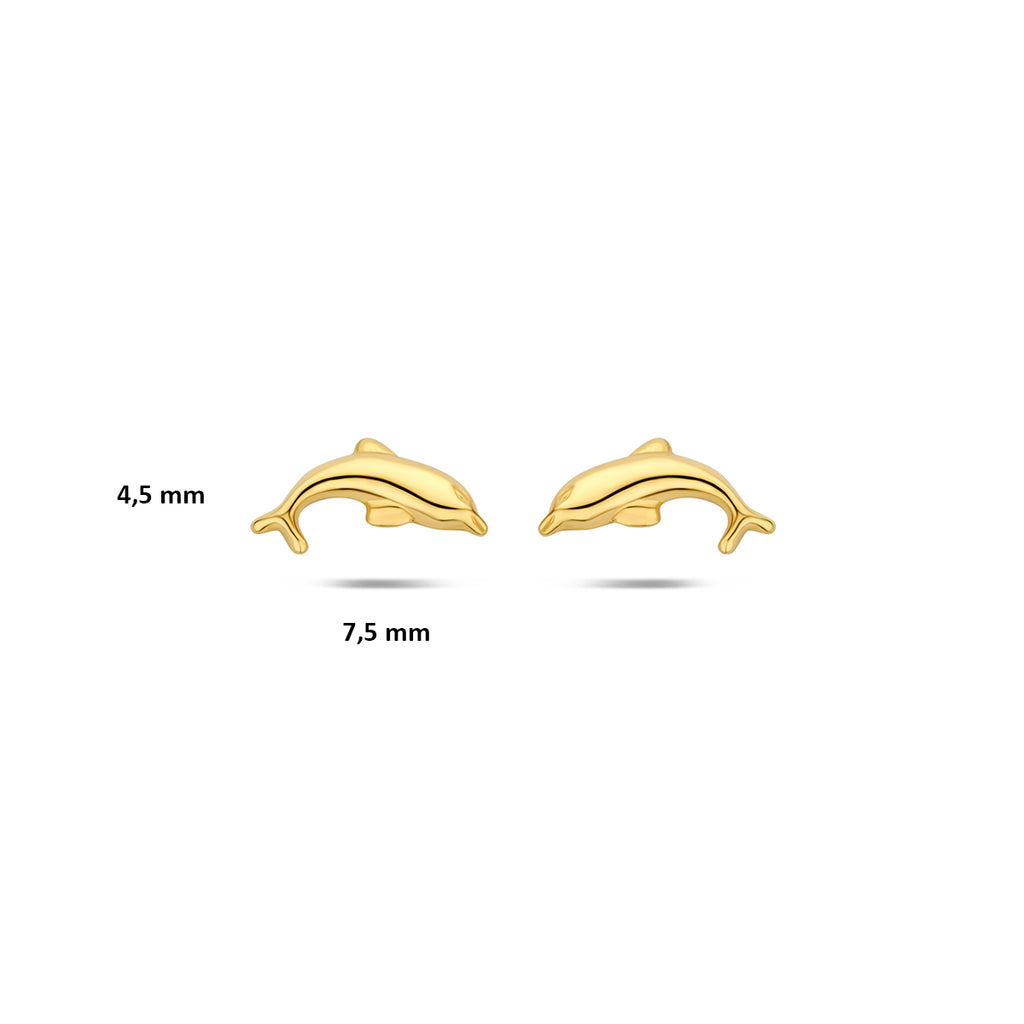 9k oorknoppen dolfijn 4,5 mm 9K geel