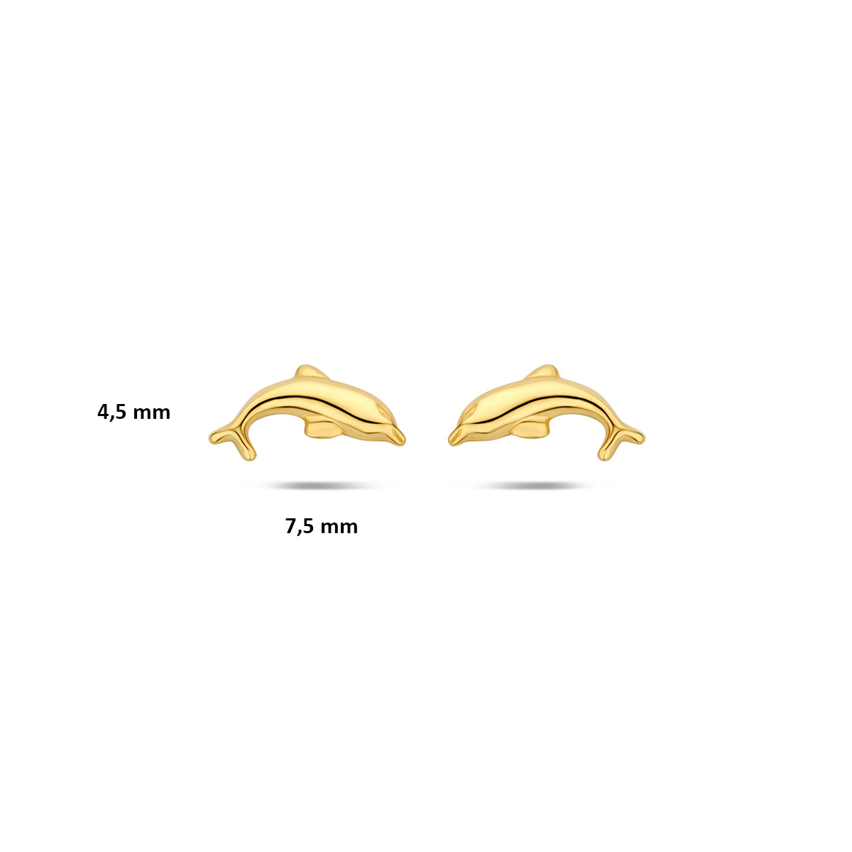 9k oorknoppen dolfijn 4,5 mm 9K geel
