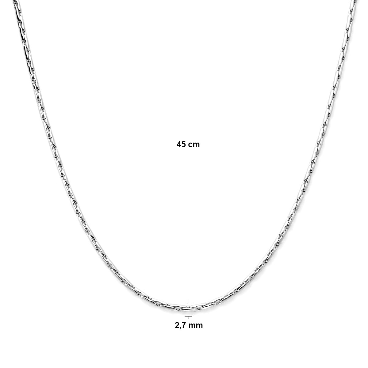 Halskette Cardano 2,7 mm 45 cm Silber rhodiniert