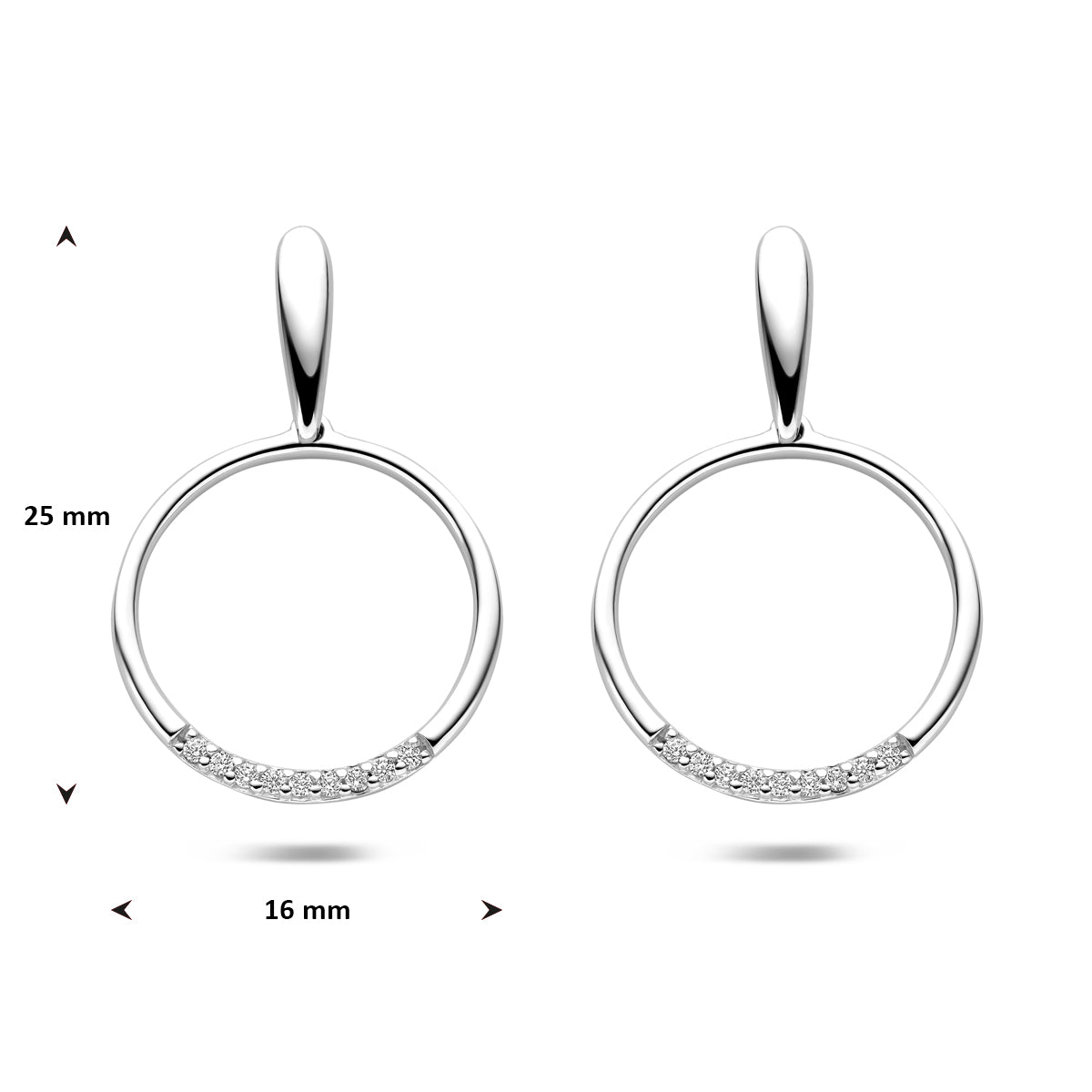 Ohrstecker Zirkonia 25 mm Silber rhodiniert