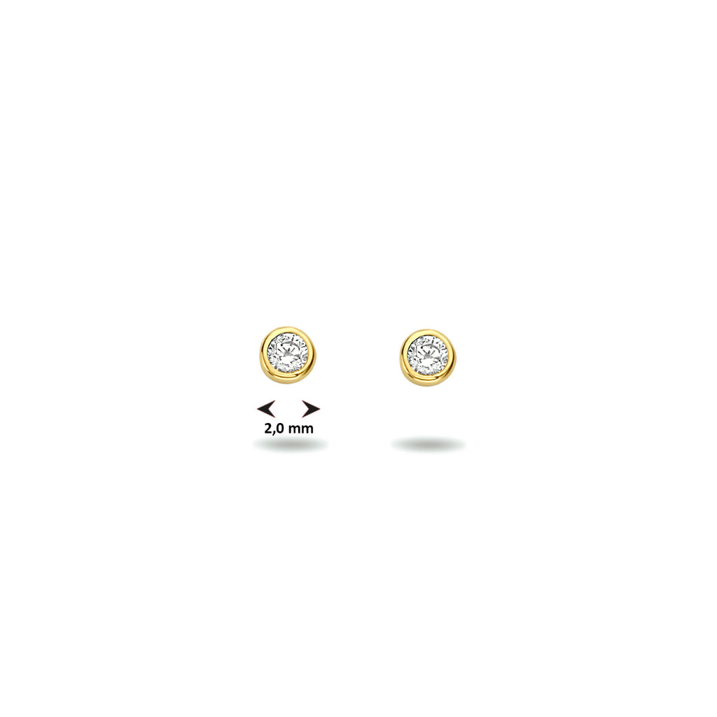 oorknoppen zirkonia 14K geelgoud