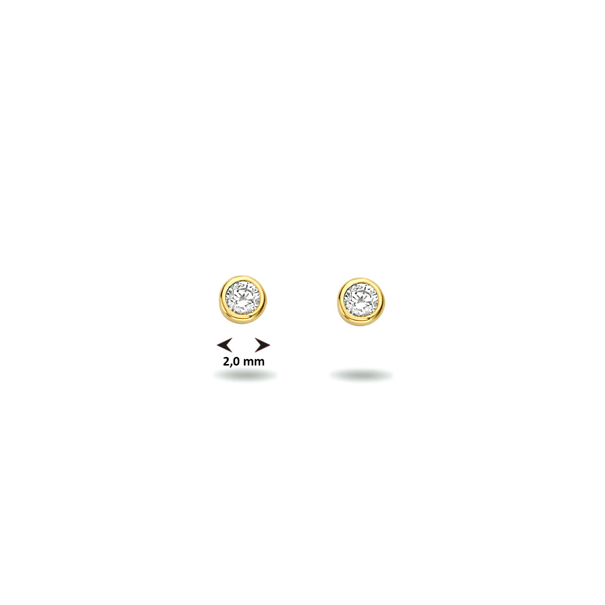 oorknoppen zirkonia 14K geelgoud