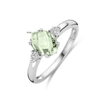 Ring grüner Amethyst und Zirkonia rhodiniertes Silber