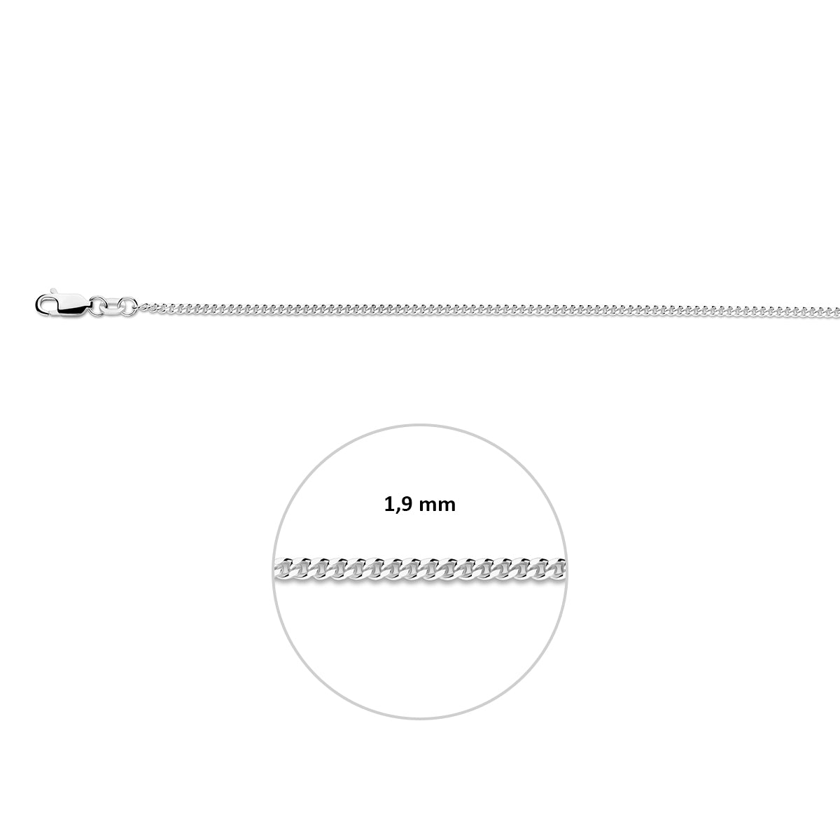 Gourmetkette 1,9 mm Silber weiß