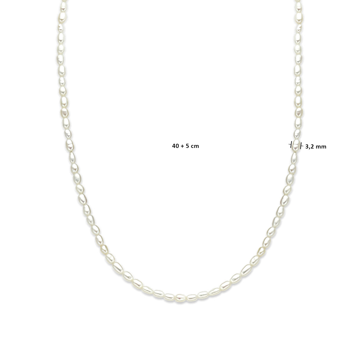 Halskette Perlen 3,2 mm 40 + 5 cm 14K Gelbgold