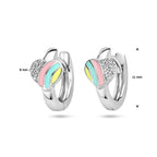 Klappohrringe Herz und Zirkonia Emaille Silber rhodiniert