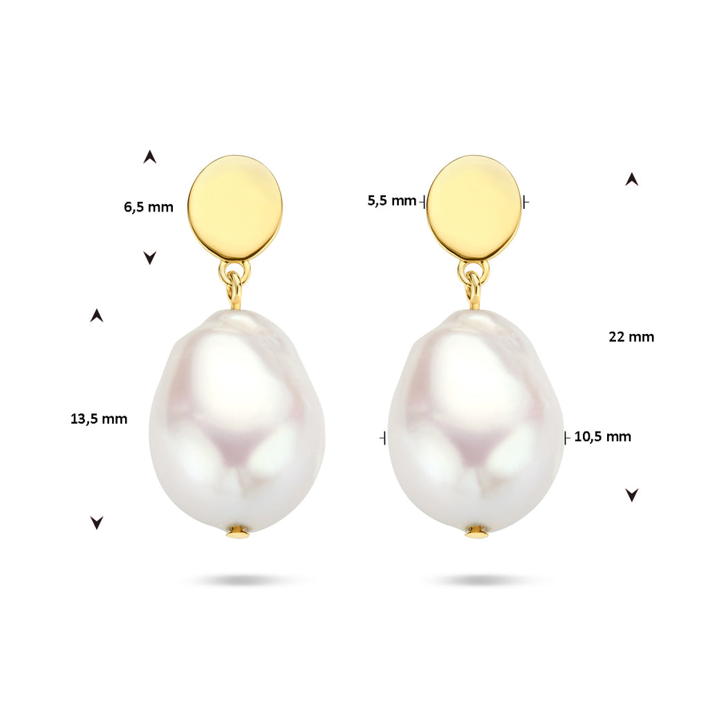 oorhangers barok parel 14K geelgoud