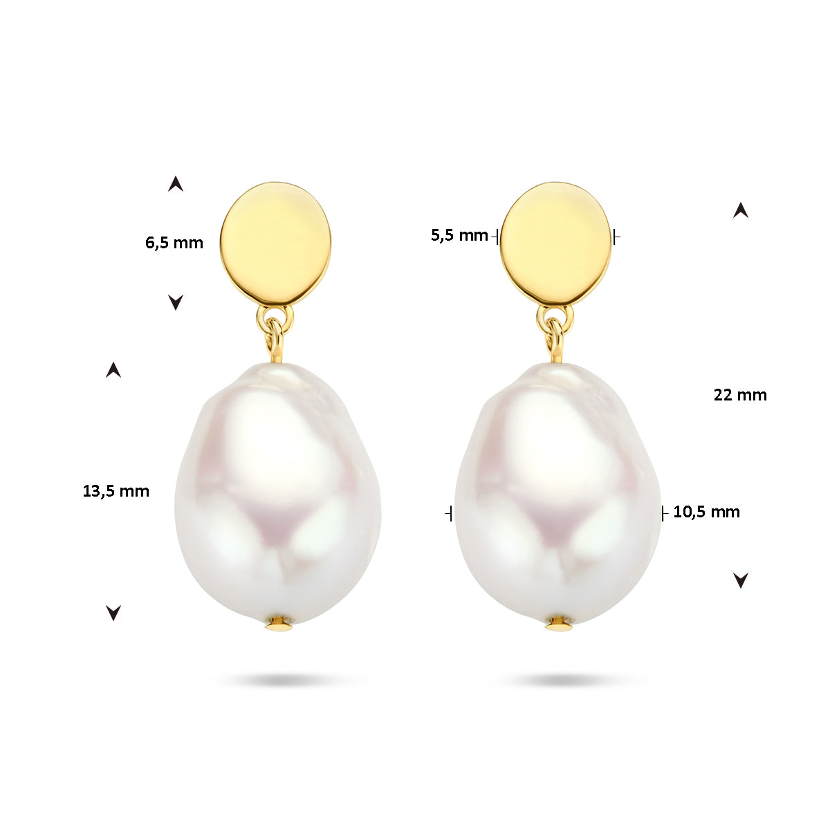 oorhangers barok parel 14K geelgoud