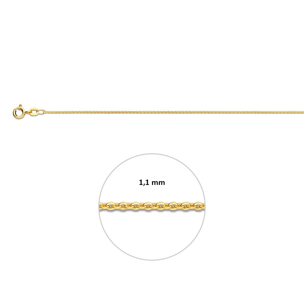 anker plat 1,1 mm 3 micron zilver verguld (geel)