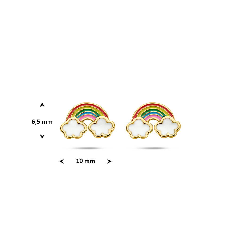 oorknoppen regenboog emaille 6,5 mm 1 micron zilver verguld (geel)