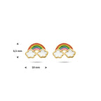 oorknoppen regenboog emaille 6,5 mm 1 micron zilver verguld (geel)