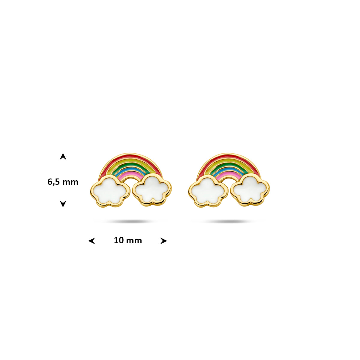 oorknoppen regenboog emaille 6,5 mm 1 micron zilver verguld (geel)