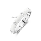 Ring weiße Emaille und Zirkonia, Silber rhodiniert