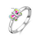 ring vlinder emaille zilver gerhodineerd