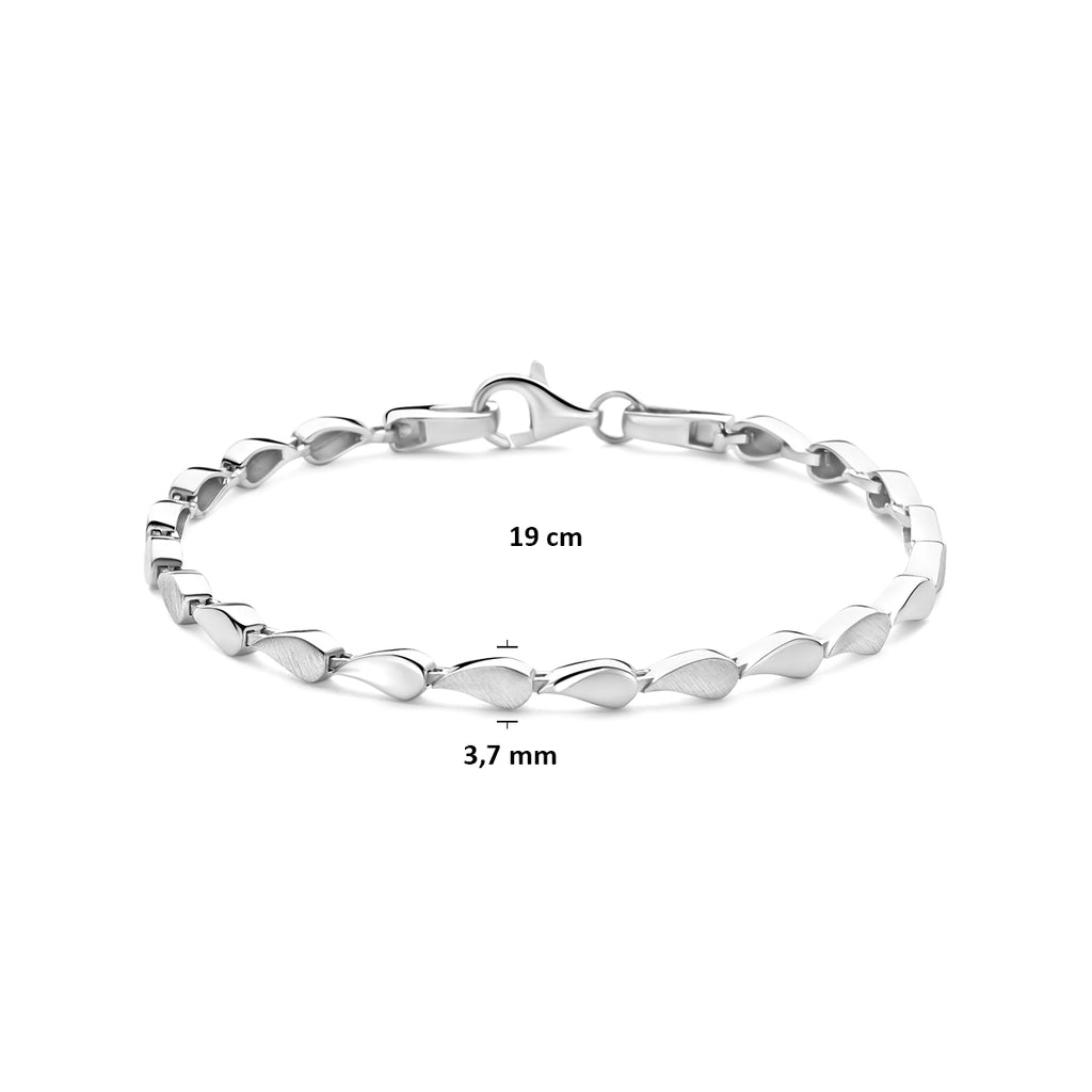 armband poli/mat 3,7 mm 19 cm zilver gerhodineerd