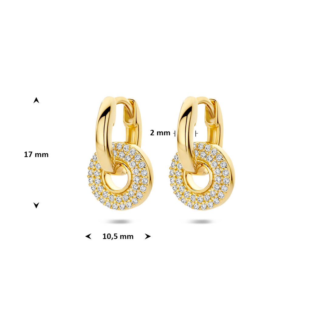 oorringen zirkonia 17 mm 1 micron zilver verguld (geel)