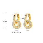 oorringen zirkonia 17 mm 1 micron zilver verguld (geel)