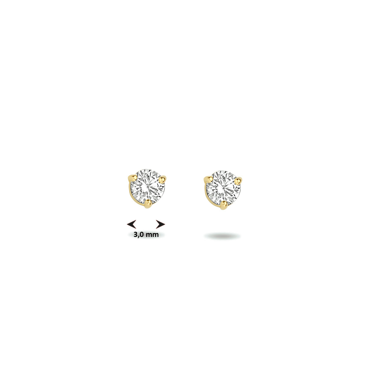 oorknoppen zirkonia 14K geelgoud