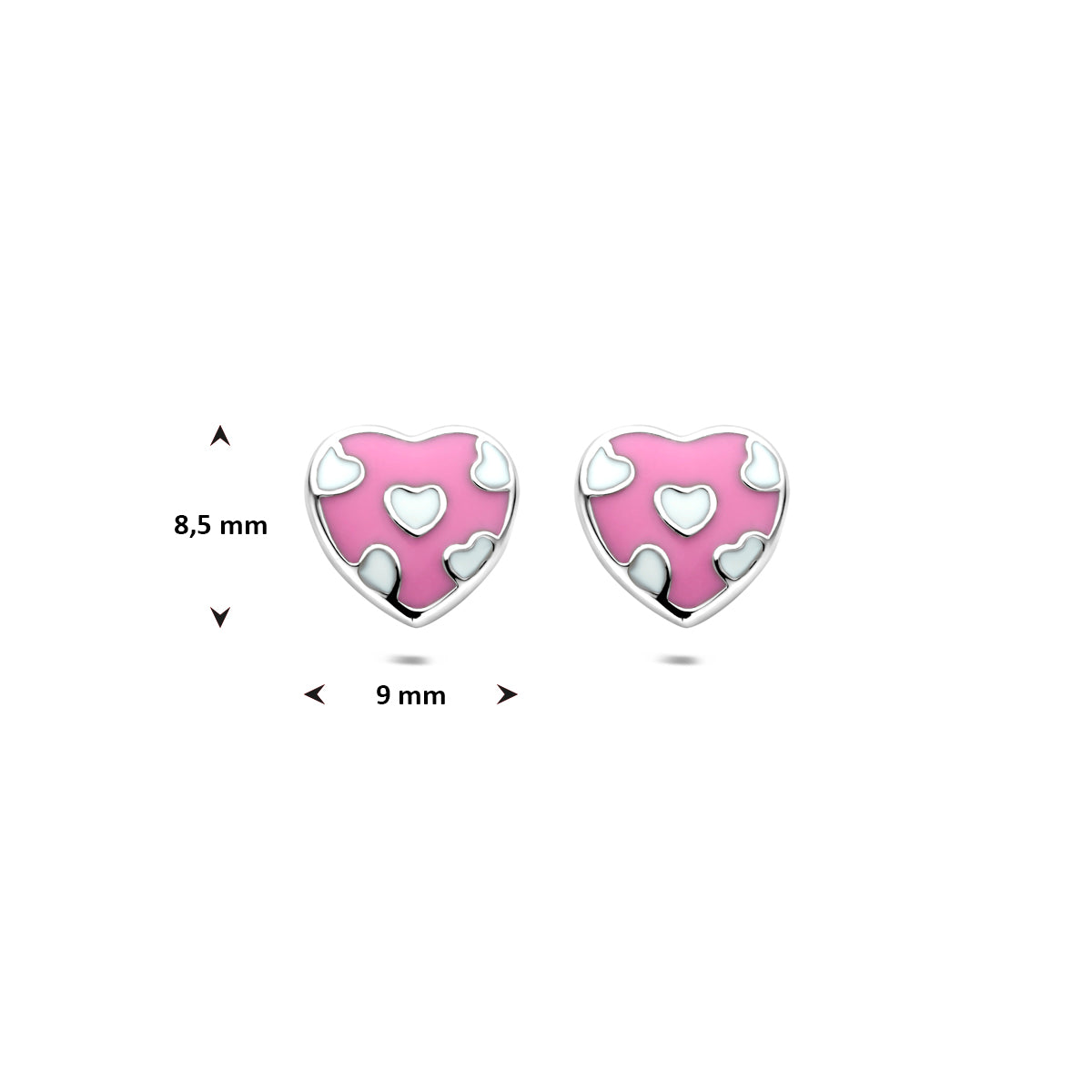 Ohrstecker Emaille Herz 8,5 mm rhodiniertes Silber