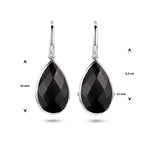 oorhangers onyx franse haak zilver gerhodineerd