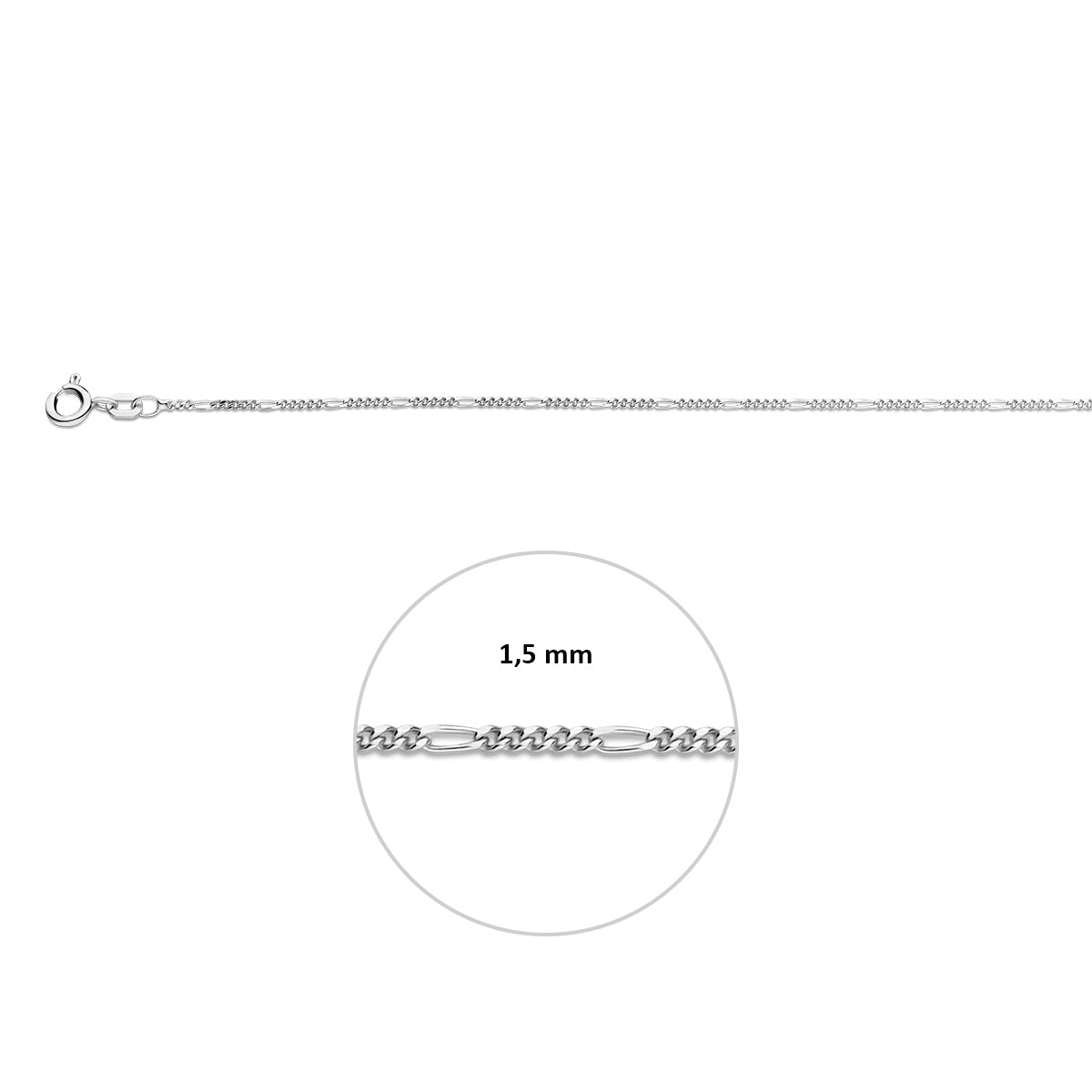 figaro 1,5 mm zilver wit